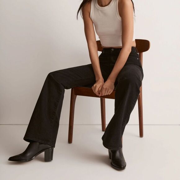 Madewell The Perfect Vintage Flare Jean in Sherborn Wash Black Denim - Picture 1 of 7